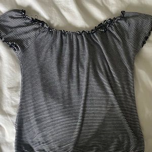 forever 21 striped off the shoulder crop top